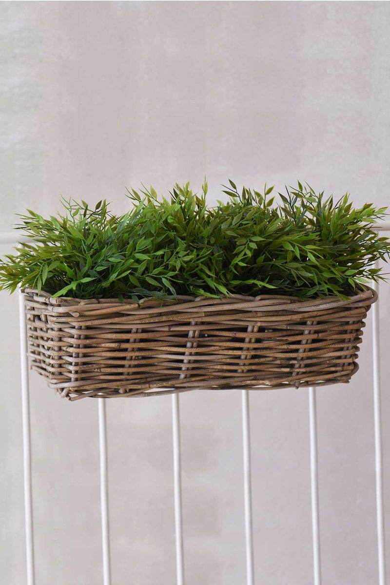 Balkonkasten Blumenkasten Rattan SACADA Grau Natur | 46x18x14 cm | 90055310146
