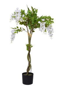 Kunstpflanze Blauregen Wisteria Baum GLYCINE weiß 