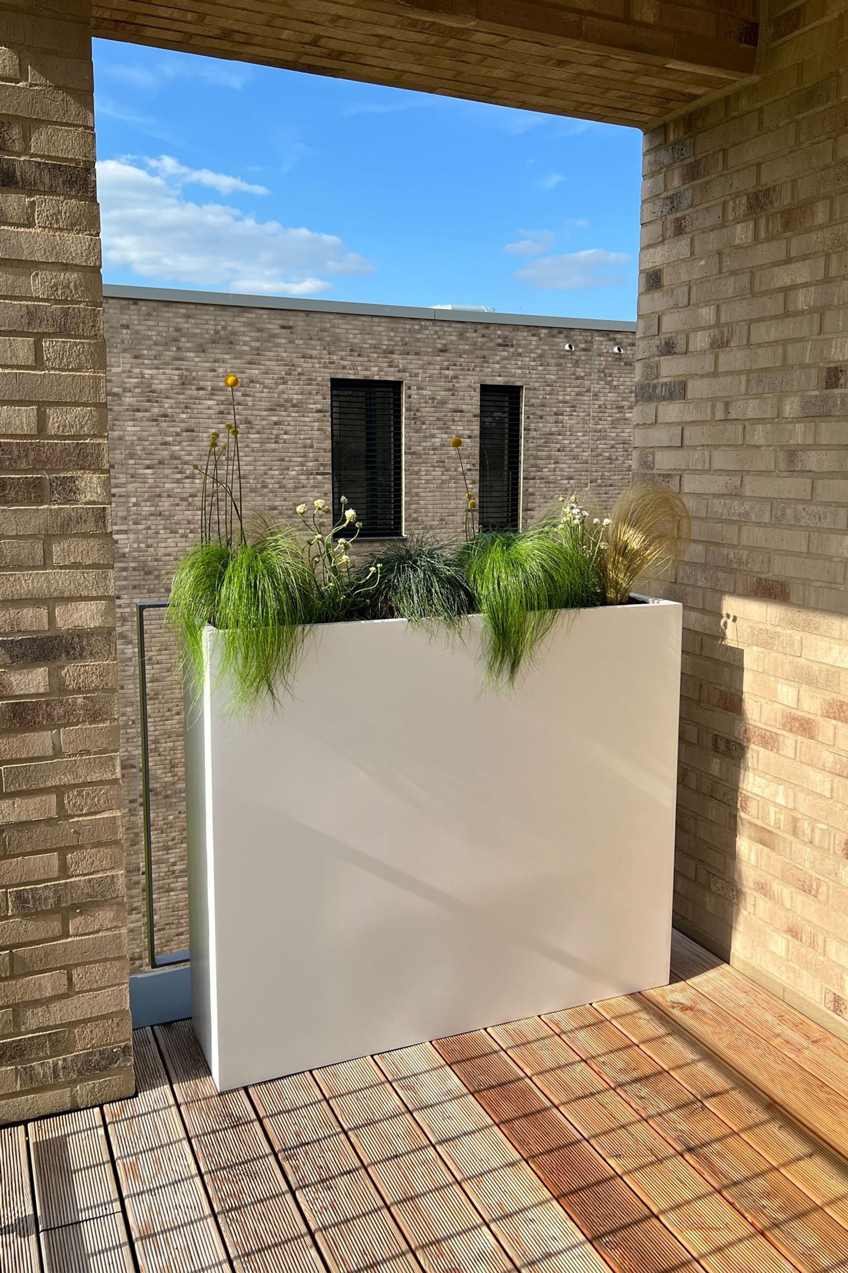 Pflanzkübel Raumteiler Fiberglas ELEMENTO 100 Weiß Matt