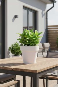 Blumentopf Pflanzkübel aus Kunststoff Rund Weiß LEVANTA