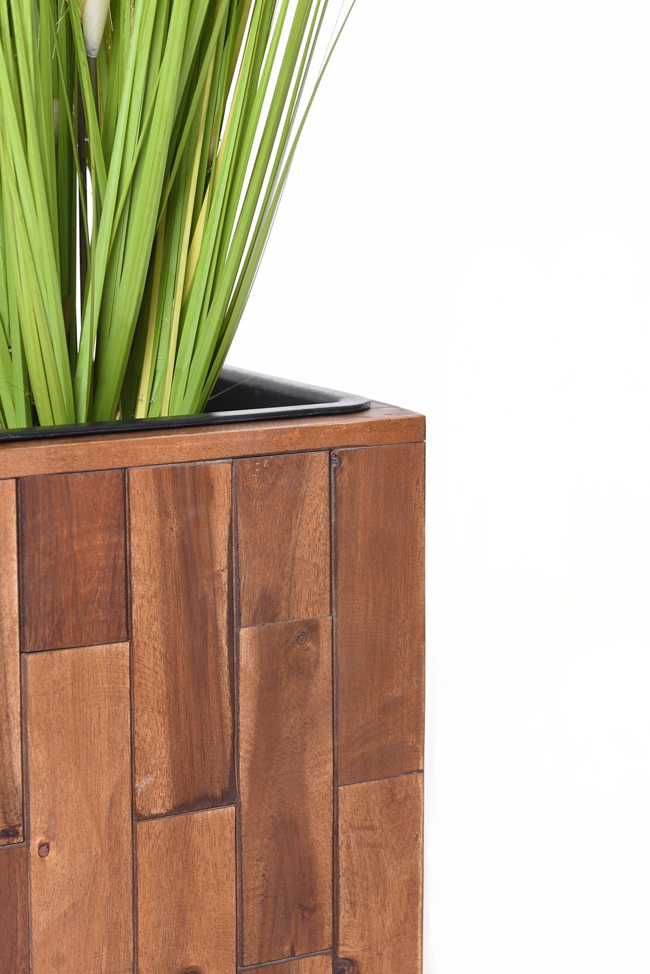 Pflanzkübel Blumenkübel Holz Akazie "Block" Säule, Braun Blumenkübel