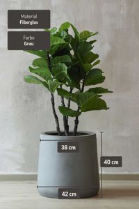 Blumentopf Pflanzkübel Fiberglas VEKRA Beton-Design Grau