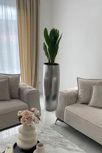 Pflanzkübel Blumenkübel Fiberglas GALA Silber Metallic