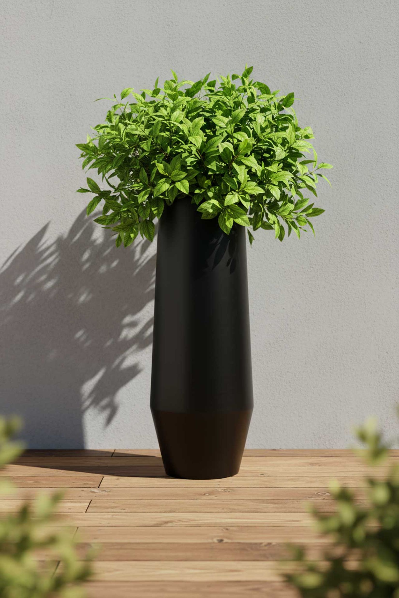 Pflanzkübel Bodenvase Fiberglas BERBELO Schwarz Matt