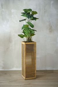 Pflanzkübel Blumenkübel Holz mit Aussparung BLOCK Braun