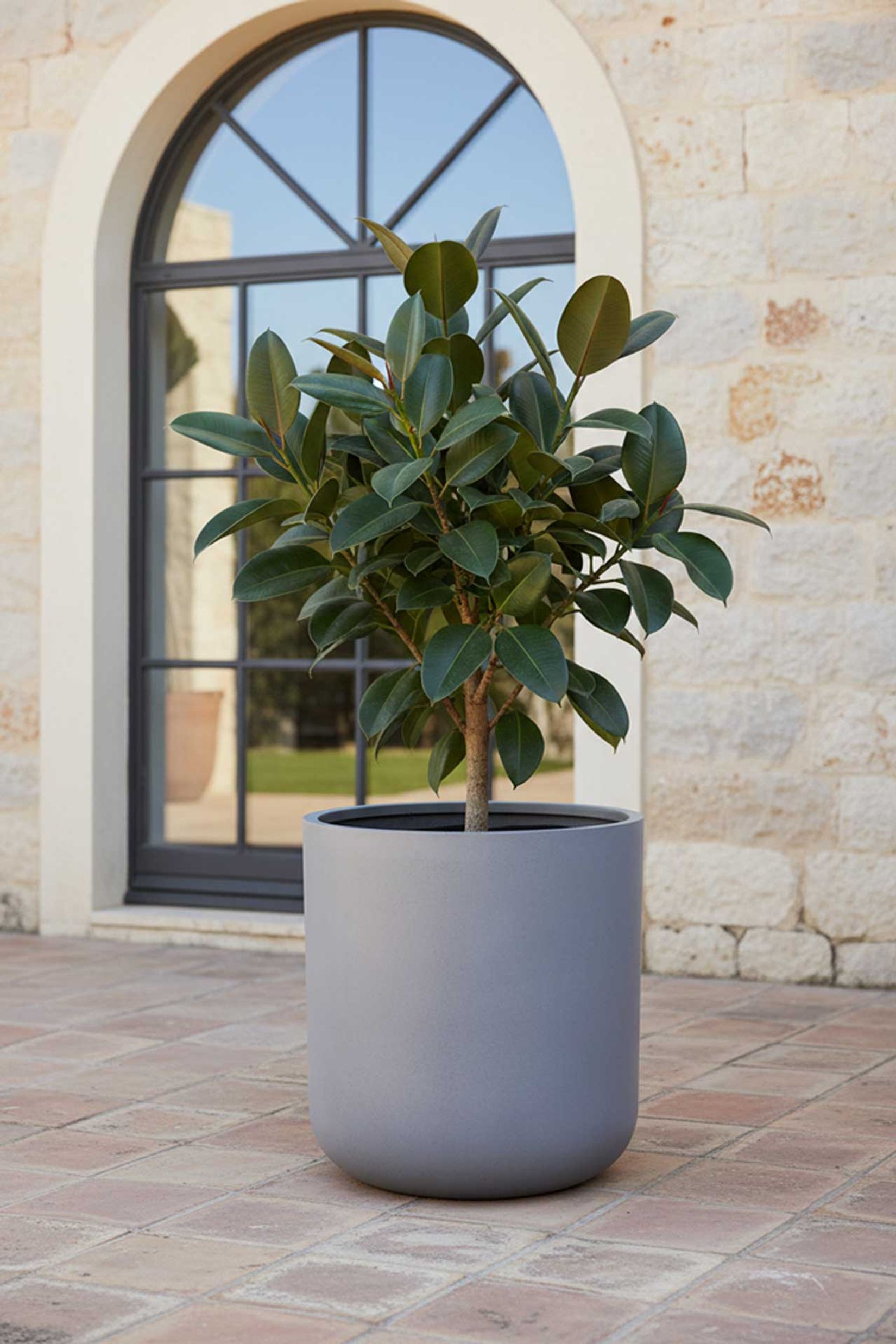 Blumentopf Pflanztopf Fiberglas CHICO Beton-Design Grau