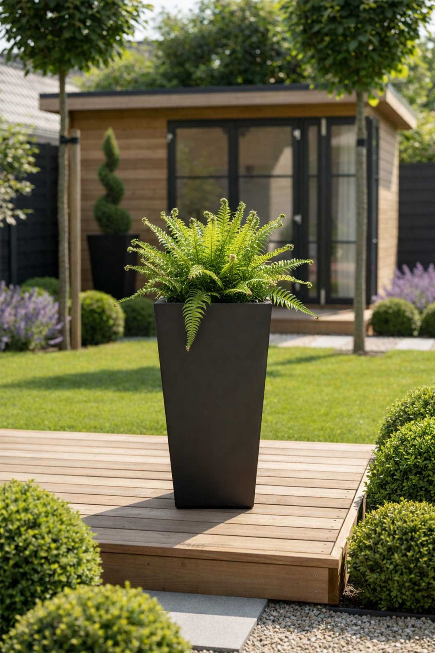 Pflanzkübel Blumenkübel Fiberglas "Classic", Anthrazit