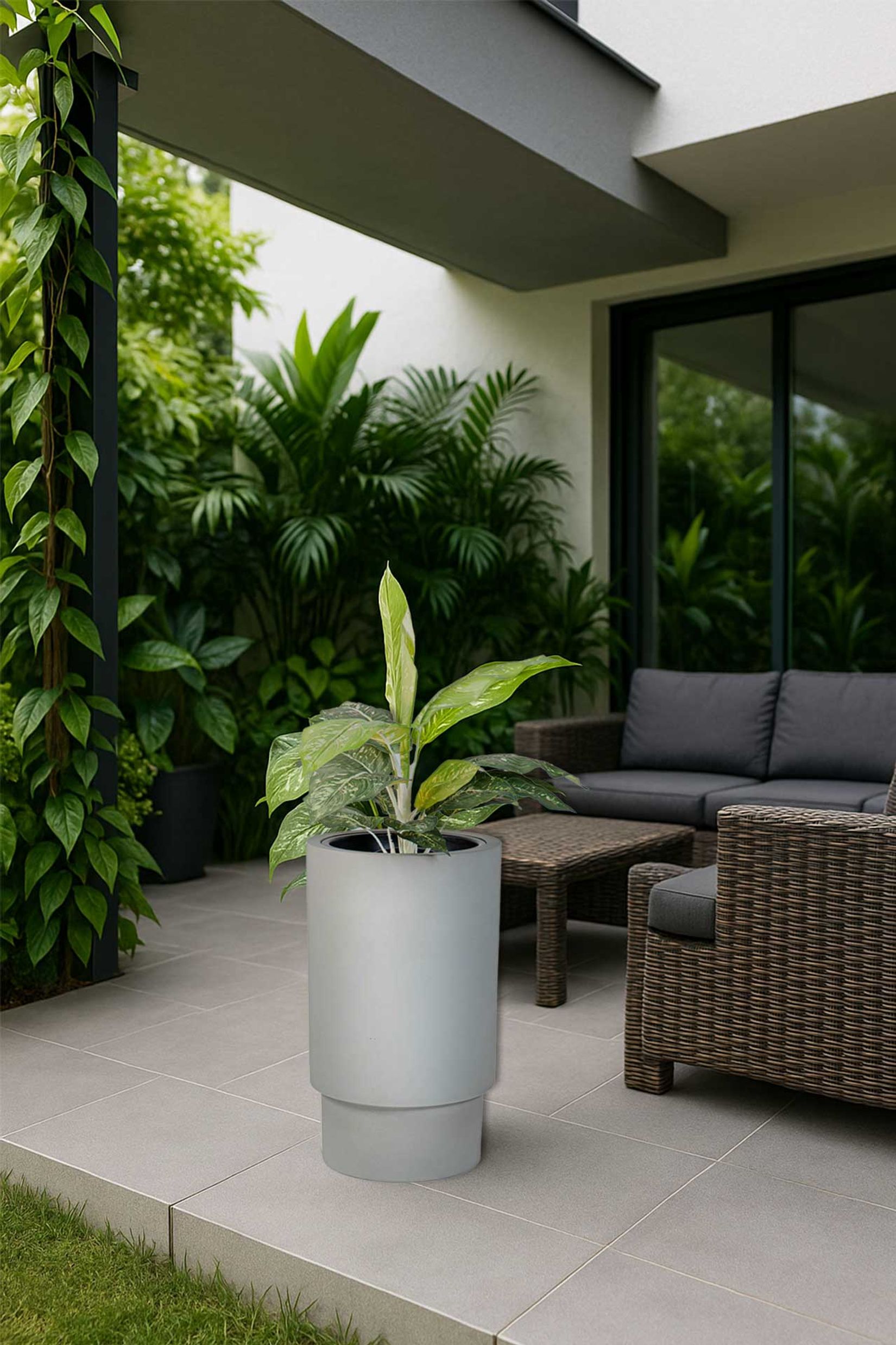 Pflanztopf Pflanzkübel Fiberglas ESCADA Beton-Design Grau