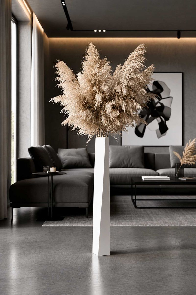 Bodenvase Standvase Fiberglas Weiß Matt HYDRON | 11x11x100 cm | 5102108111