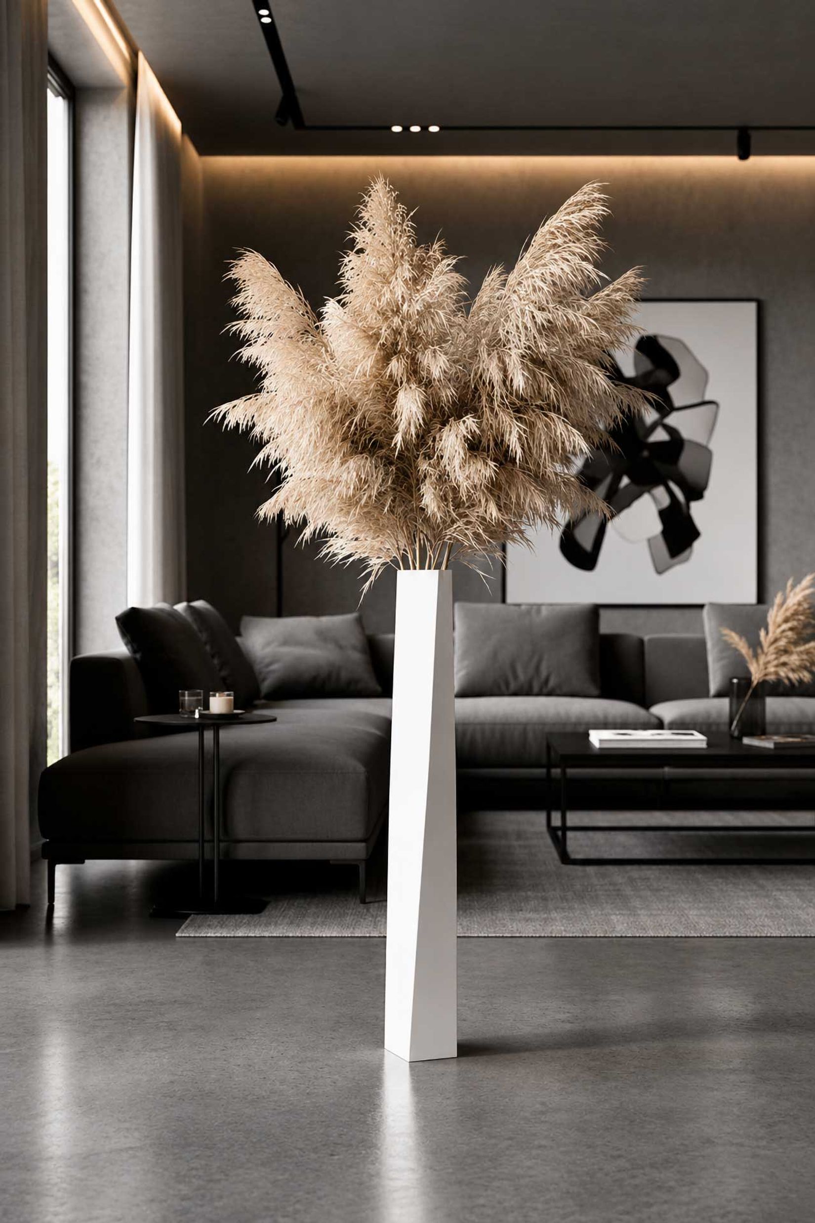 Bodenvase Standvase Fiberglas Weiß Matt HYDRON