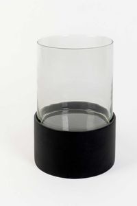 Windlicht Kerzenhalter CANDIRA rund Schwarz Matt
