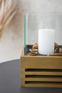 Deko-Windlicht Kerzenhalter viereckig Holz offen CANDELITA Braun