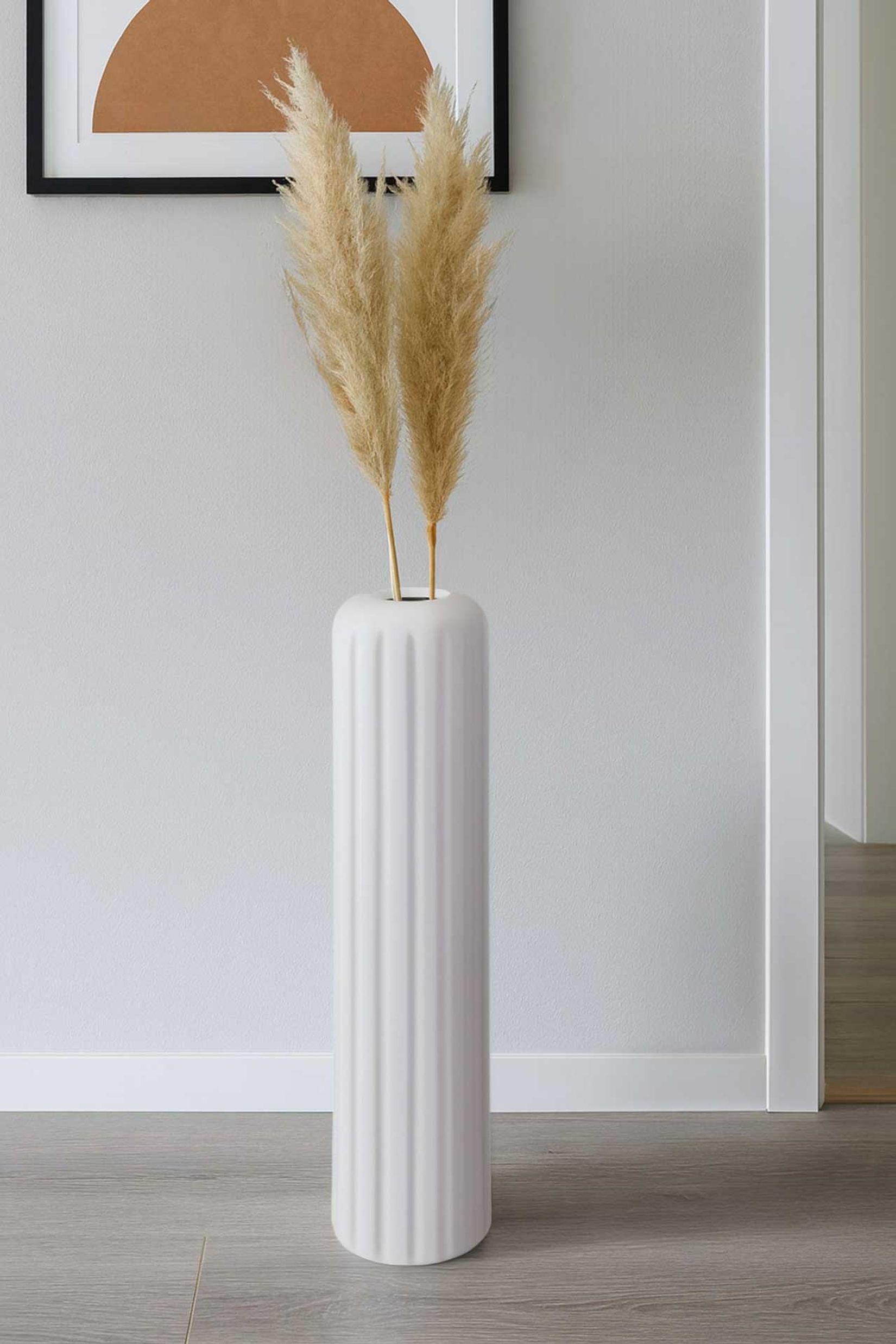 Bodenvase VERTA Fiberglas Weiß Matt