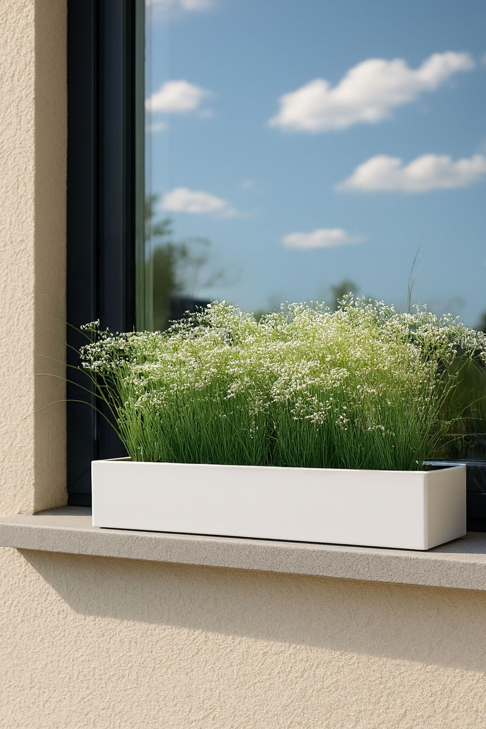 Blumenkasten Pflanzkasten Balkonkasten Fiberglas FLOBO Weiß Matt Blumenkasten Pflanzkasten Balkonkasten Fiberglas FLOBO Weiß Matt