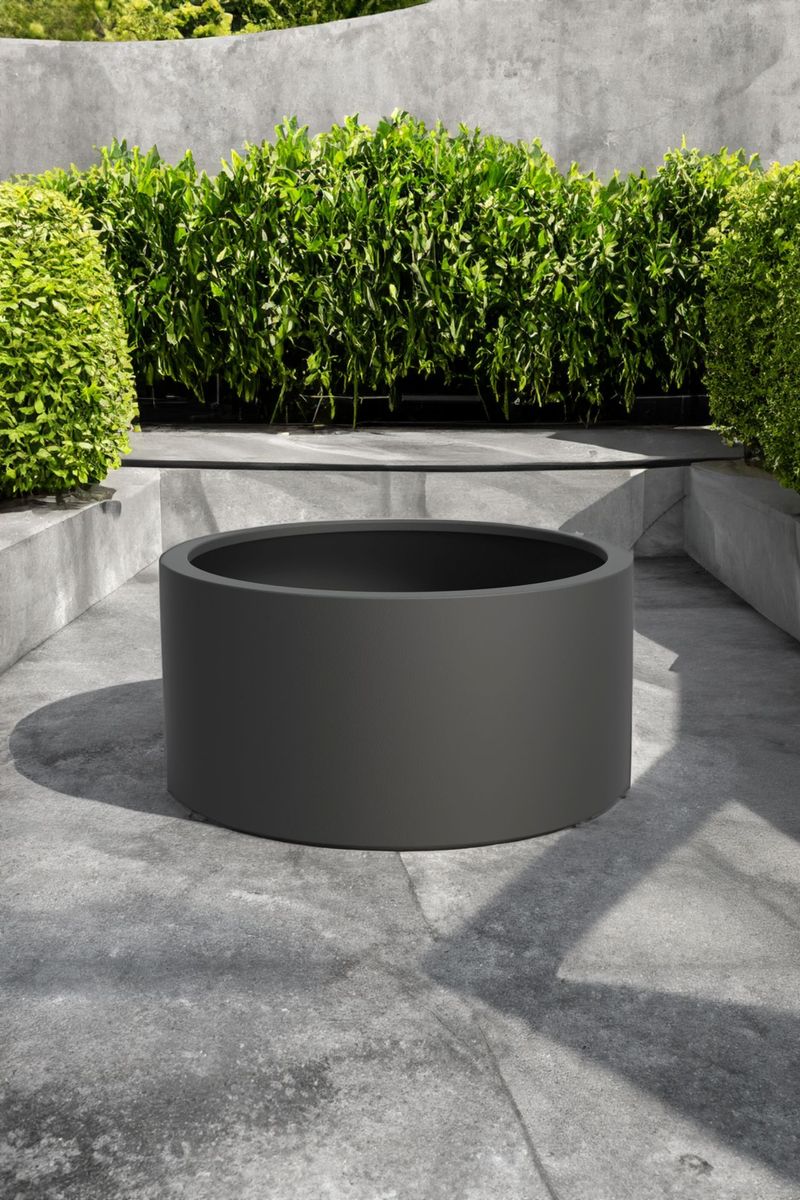 Pflanzkübel Blumenkübel rund GFK DOME Schwarzgrau Matt | 120x60 cm | DOME-PJ2