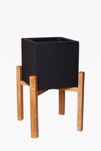 Pflanzkübel Blumenkübel auf Holzgestell "Piazzo Ango" Anthrazit / Braun