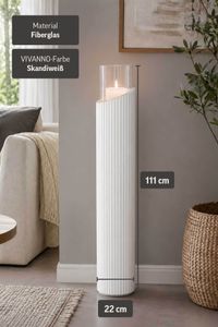 Windlichtsäule CANDRA Fiberglas 22x111 cm Weiß