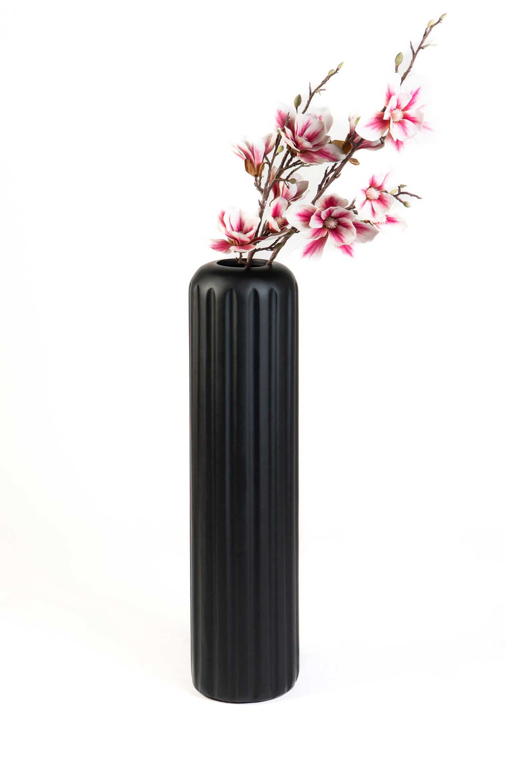 Bodenvase VERTA Fiberglas Schwarz Matt 