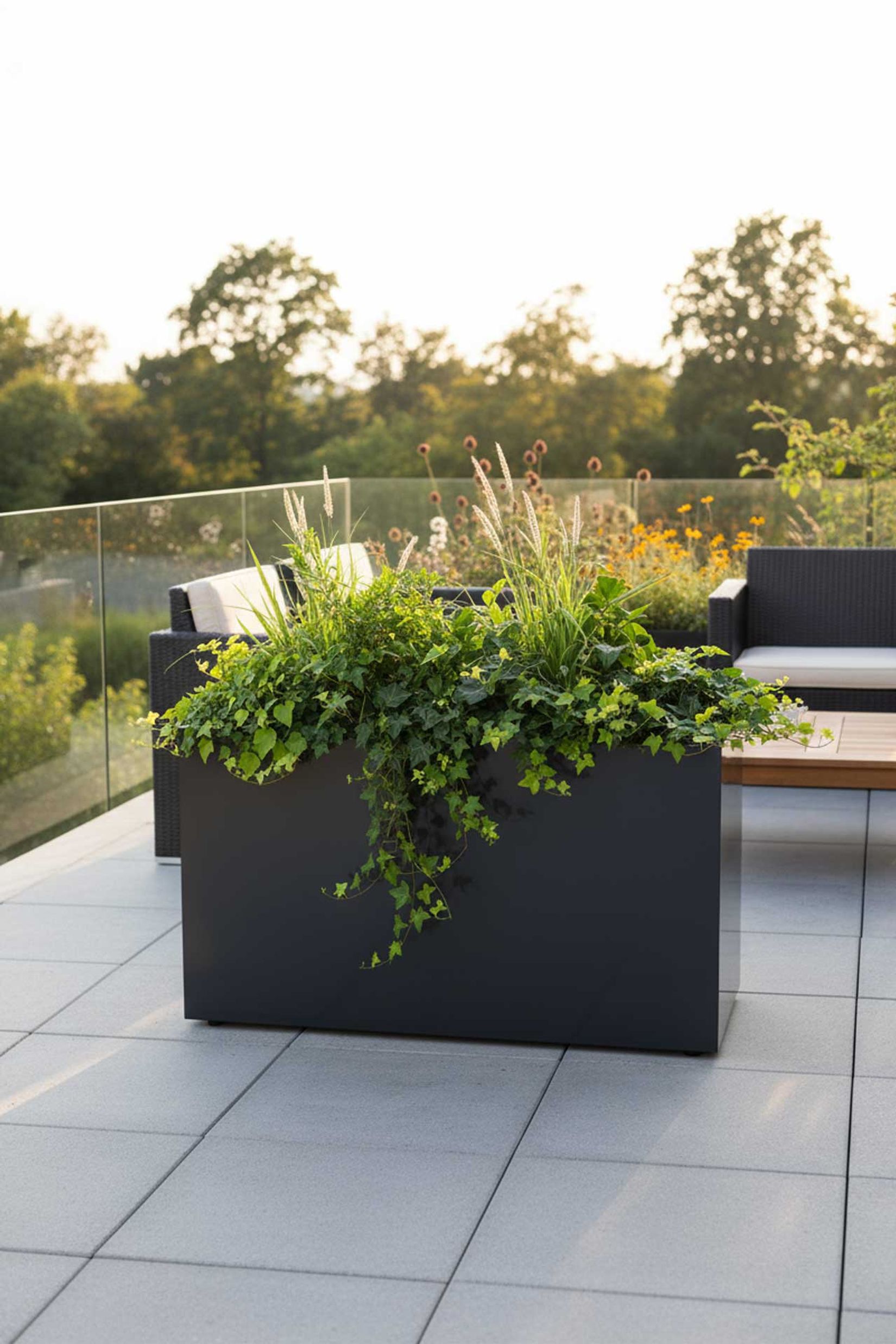 Raumteiler mit Rollen pulverbeschichteter Edelstahl "Elemento" niedrig, Anthrazit Raumteiler mit Rollen pulverbeschichteter Edelstahl "Elemento" niedrig, Anthrazit