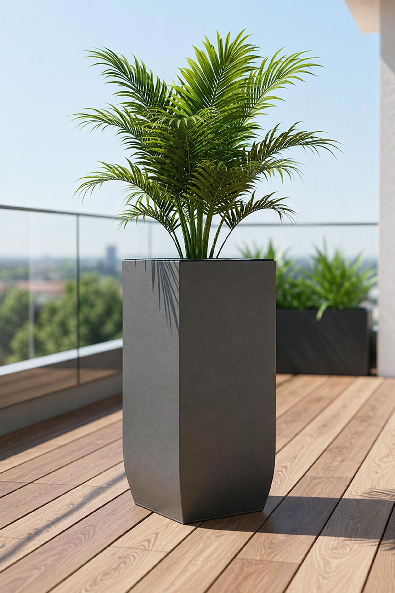 Pflanzkübel Blumenkübel Zink "Linea", Anthrazit