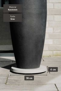 Untersetzer mit Rollen Pflanzenroller rund Kunststein "Movo" 36, Grau