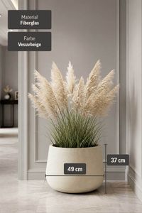 Blumentopf GIRAR Fiberglas 42x37 cm Beige