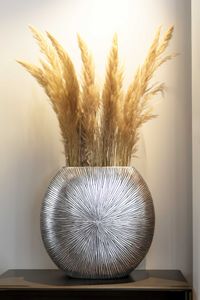 Vase Deko Bodenvase Fiberglas ATENA - Silber Schwarz