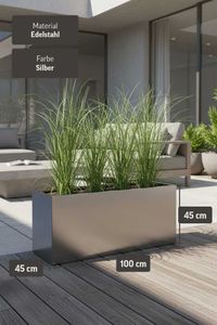 Pflanzkübel Pflanztrog aus Edelstahl "Maxi", Gebürstet