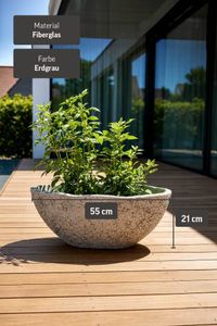 Pflanzschale Blumentopf Fiberzement BARCO Erdgrau