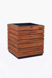 Pflanzkübel Blumenkübel Holz Akazie "Block" Würfel, Braun