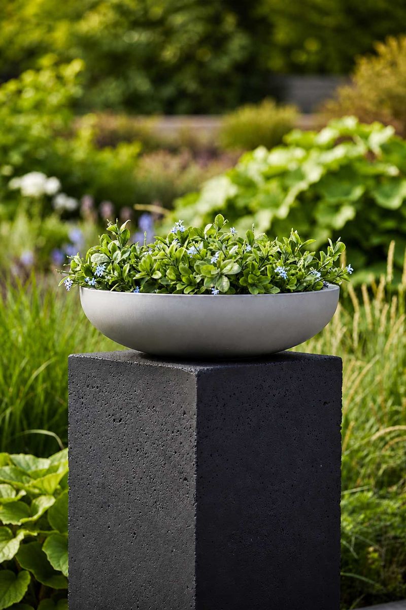 Pflanzschale Blumenschale Fiberglas PLANA beton-design grau | 44x11 cm | 103101214411
