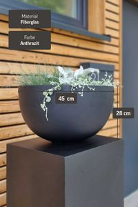 Pflanzschale Blumenschale Fiberglas "Alice", Anthrazit