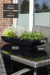 Pflanzschale Blumenschale Fiberglas "Zoey", Anthrazit