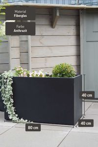 Pflanzkübel Pflanztrog Fiberglas "Maxi", Anthrazit