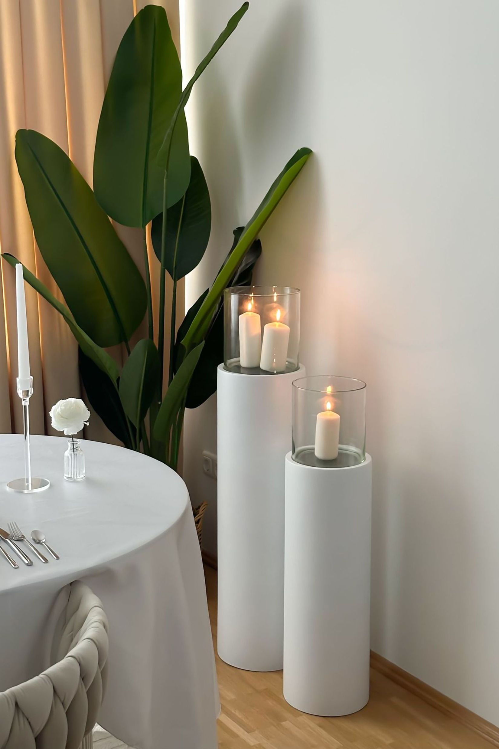 Windlichtsäule Windlicht rund CANDIRO Weiß Matt Windlichtsäule Windlicht rund CANDIRO Weiß Matt