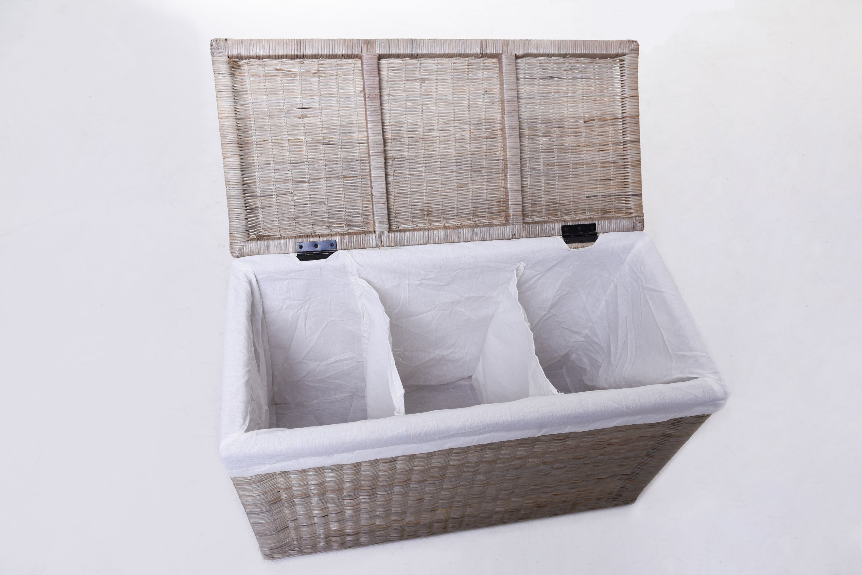 VIVANNO Wäschekorb Wäschebox Wäschesortierer aus Weide 'Grand' 60 cm hoch Weiß 