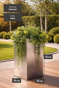 Blumenkübel Pflanzkübel Edelstahl "Block" Säule, Gebürstet