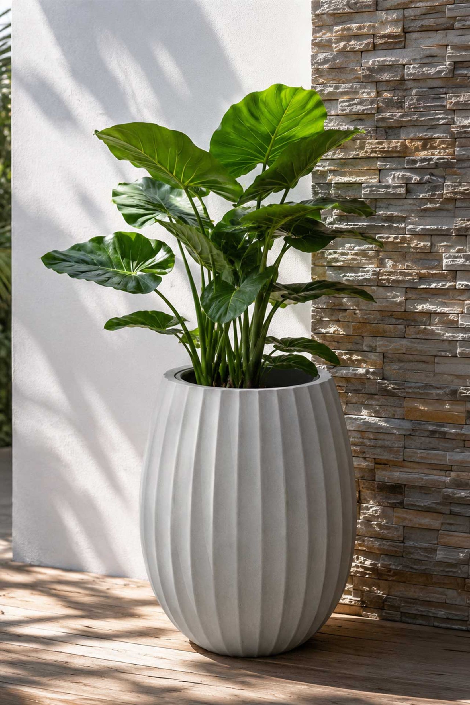 Blumentopf BALAO Fiberglas 39x50 cm Grau