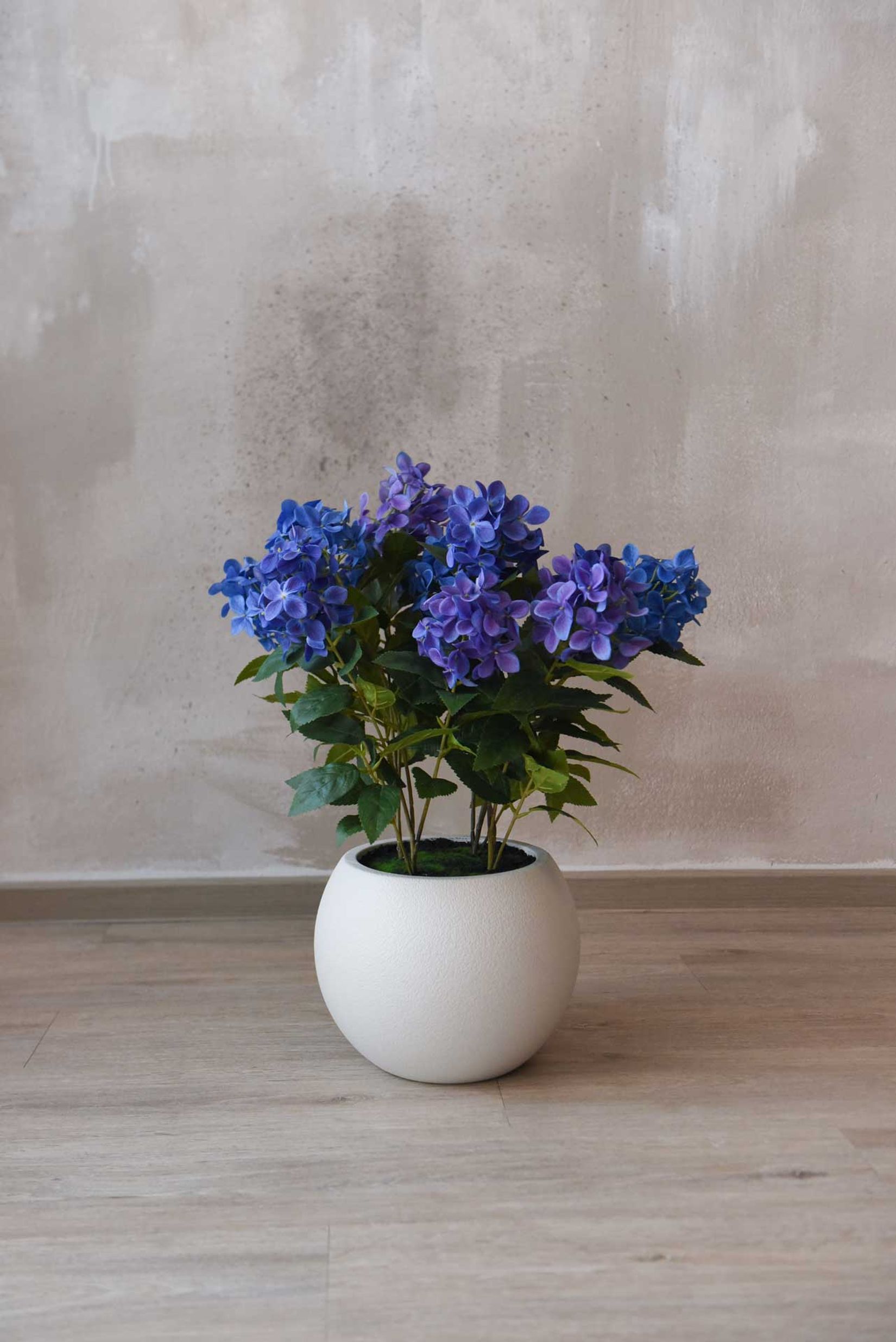 Kunstpflanze Hortensie im Topf Kunststoff HYDRANGA blau