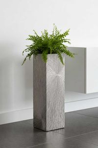 Pflanzkübel BLOCK Fiberglas 30x30x100 cm Silber