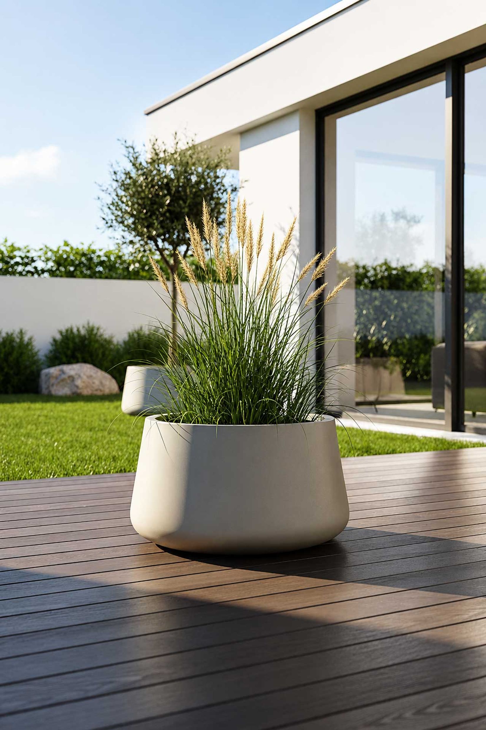 Pflanztopf GORDO Fiberglas 45x29 cm Beige