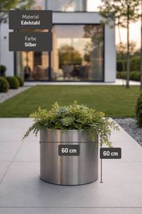 Pflanzkübel Blumenkübel Edelstahl "New Rondo", Gebürstet