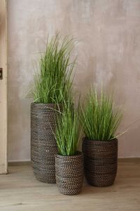 Pflanzkübel Rattan MACETA Schwarz Natur