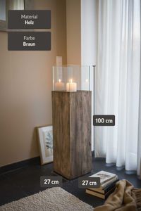 Windlichtsäule Windlicht Recycling Holz "Candela" Braun