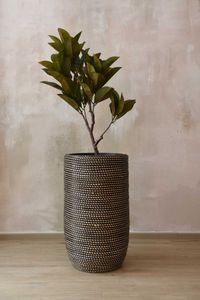 Pflanzkübel Rattan MACETA Schwarz Natur