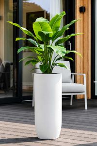 Pflanzgefäß Bodenvase SOLERIO Fiberglas Weiß Matt