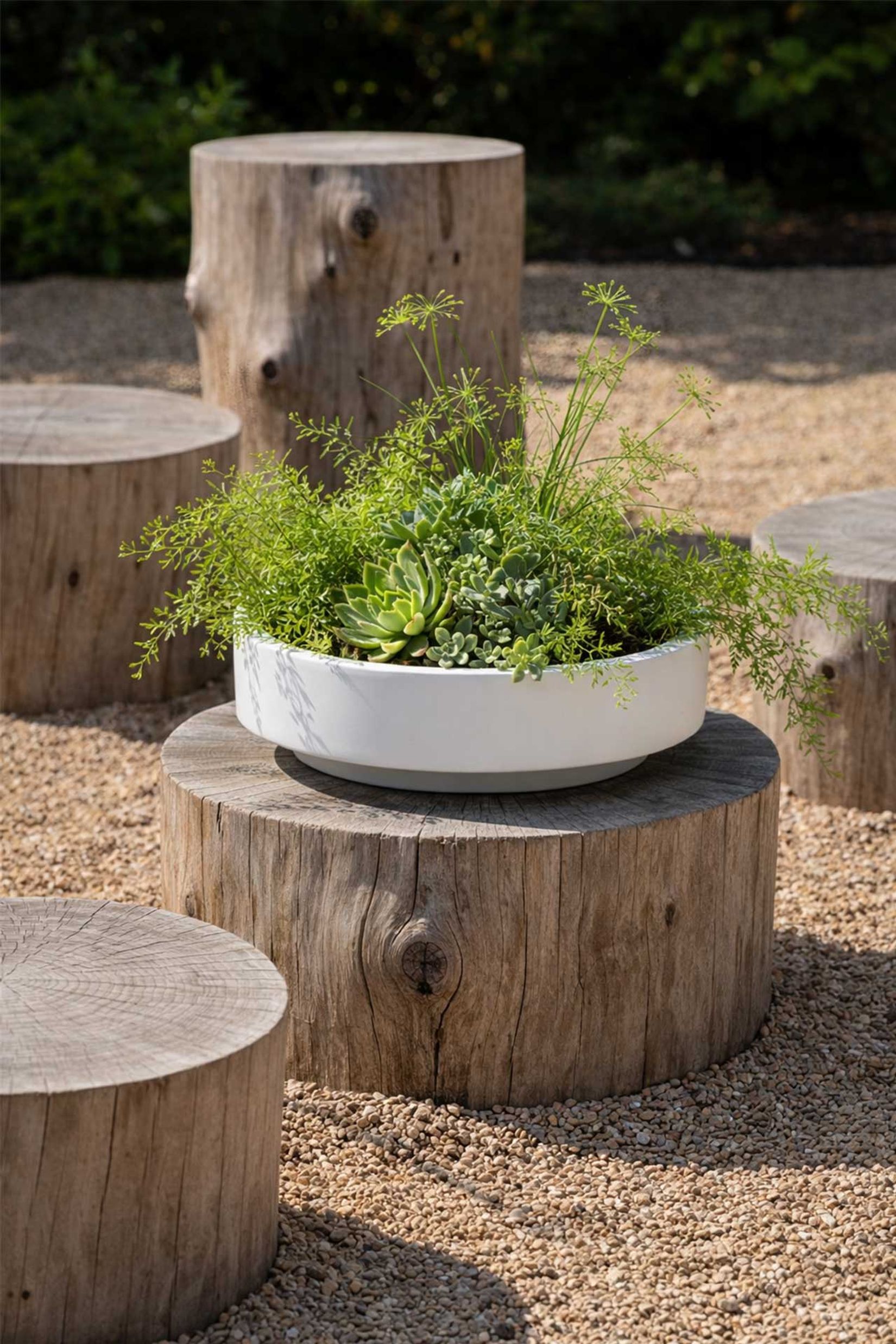 Pflanzschale Dekoschale rund Fiberglas ESCADA LOW Weiß Matt