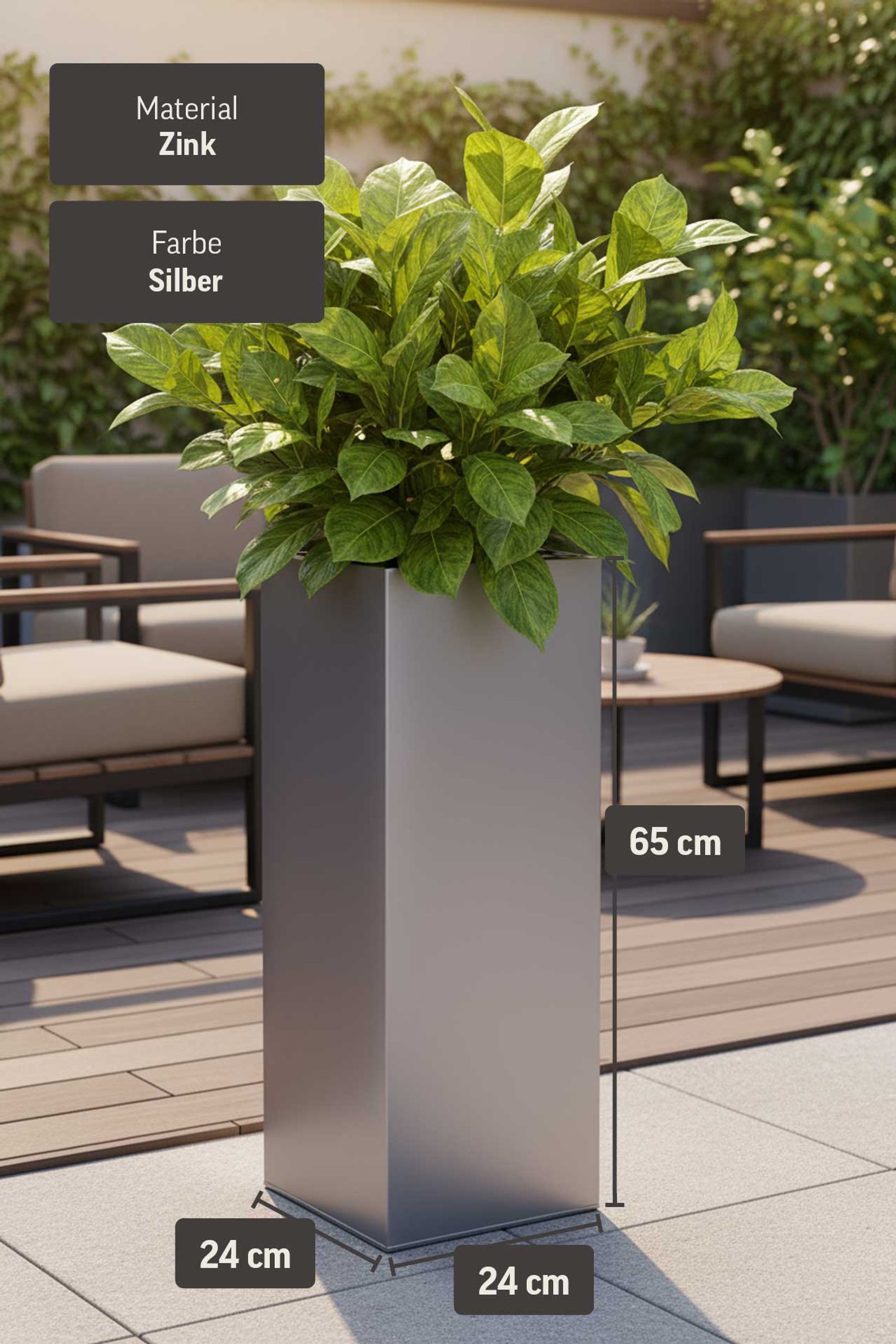 Pflanzkübel Blumenkübel Zink "Block", Silber Pflanzkübel Blumenkübel Zink "Block", Silber