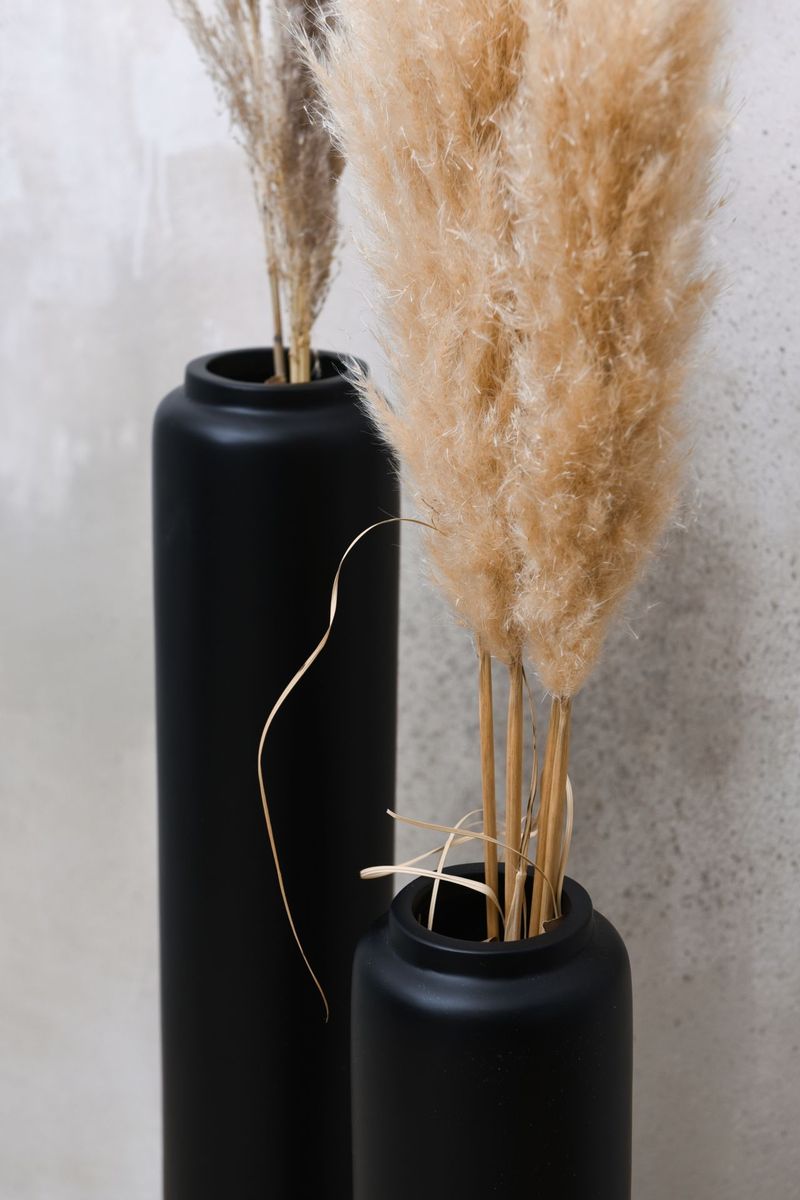 Bodenvase Fiberglas Schwarz Matt DIRETO | 80x10 cm | 71011031380
