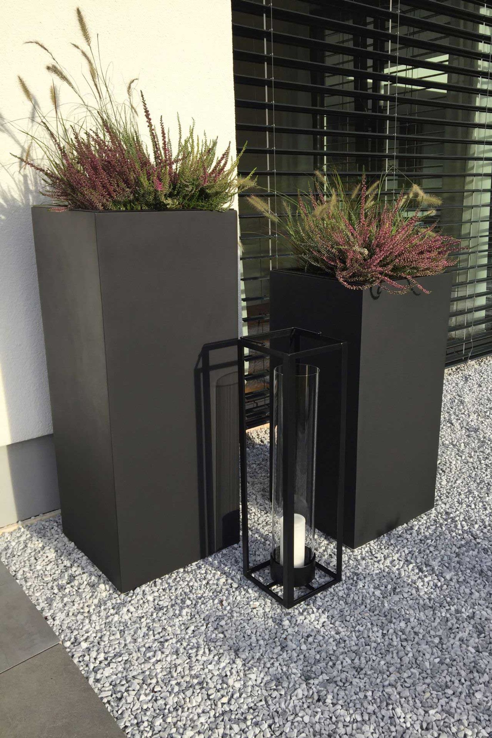 Pflanzkübel Blumenkübel Fiberglas "Block" Säule, Anthrazit